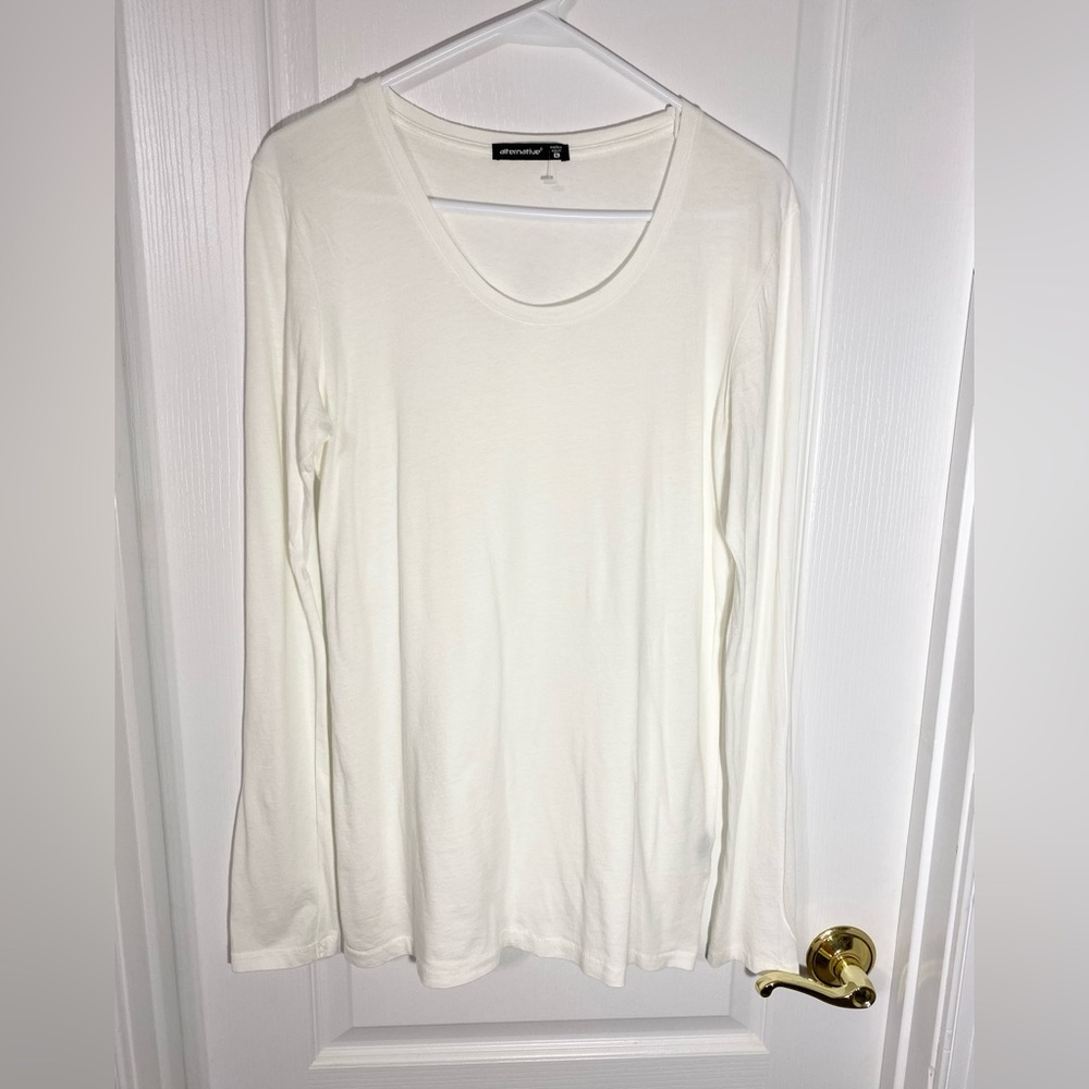 NEW Alternative Egyptian Cotton Scoop Neck Long Sleeve Tee White XL